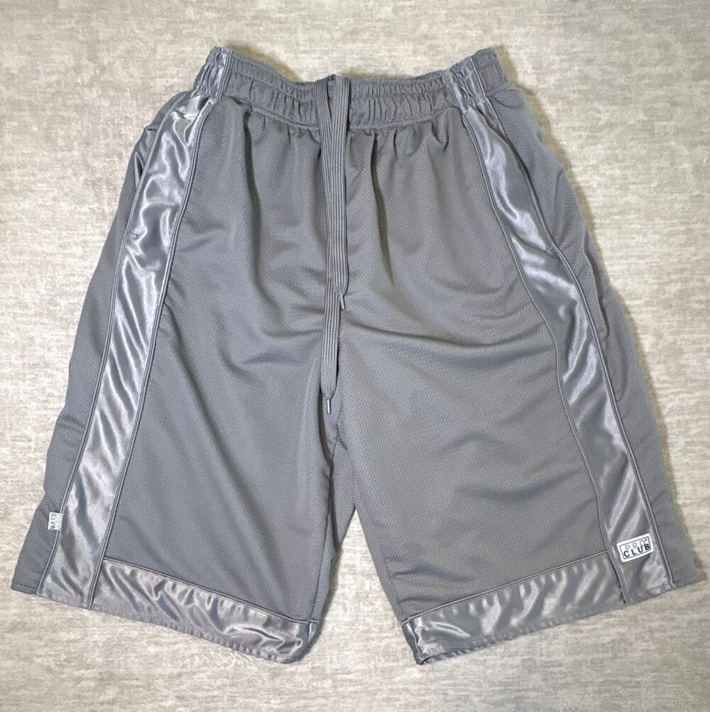 Pro Club Men's Gray Mesh Basketball Athletic Shorts Pockets Drawstring M 11"